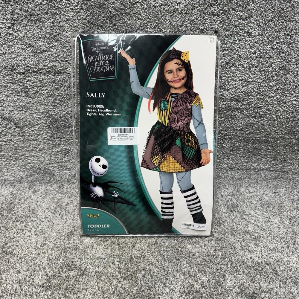 Spirit Halloween Sally Nightmare Before Christmas Costume Toddler Girl Size 5-6T